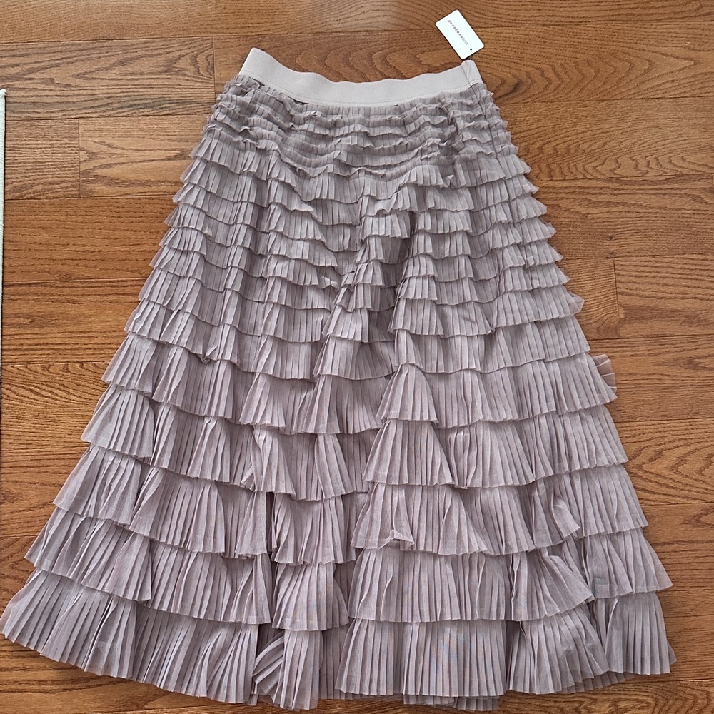 NWT Lucky Brand Layered Pleated Midi Skirt in blush pink MED
